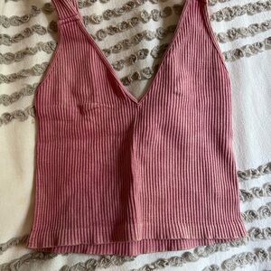 Garage Pink Ribbed Tank Top